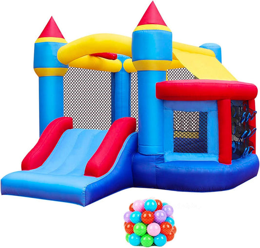 BestParty Inflatable Bounce House, Bouncy House for Kids Outdoor, Inflatable Kids Bounce House with Jumping Ball Pit & Basketball Hoop, Ocean Balls, Blower, Patch Kits, Stakes, Carrying Bag