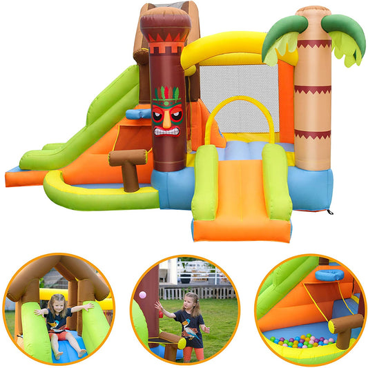 BestParty 5 in 1 Inflatable Bounce House Jump & Slide Jungle Bounce