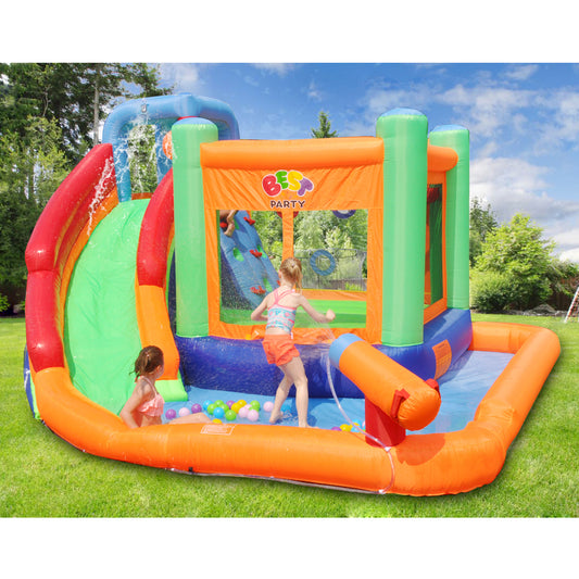 BESTPARTY Inflatable Water Side, Jumper Bounce House Combo with Blower.