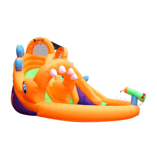 BESTPARTY Inflatable Dinosaur Water Dual Slides with Blower.