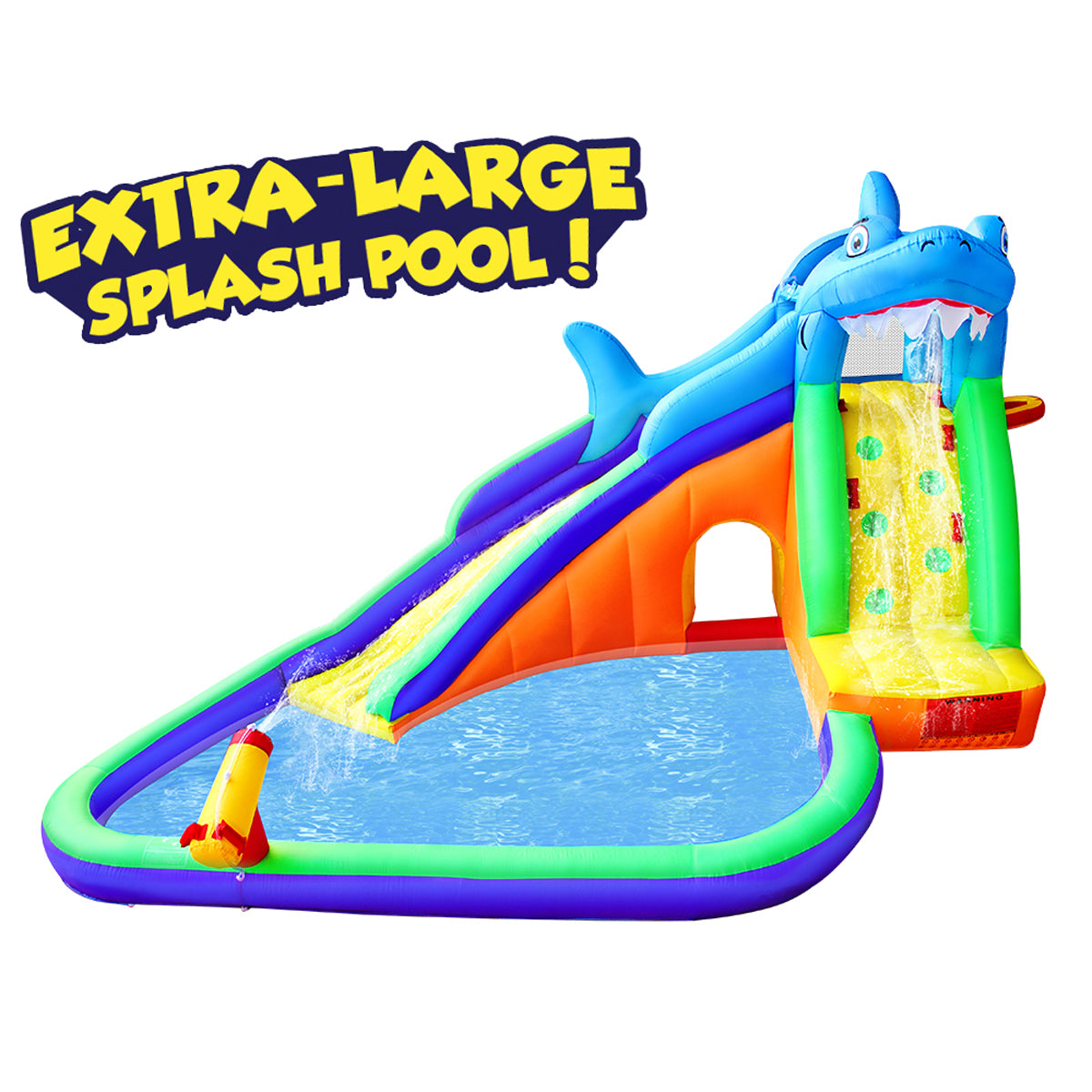 BESTPARTY Inflatable Kids Water Slide, Shark Water Park with Blower.