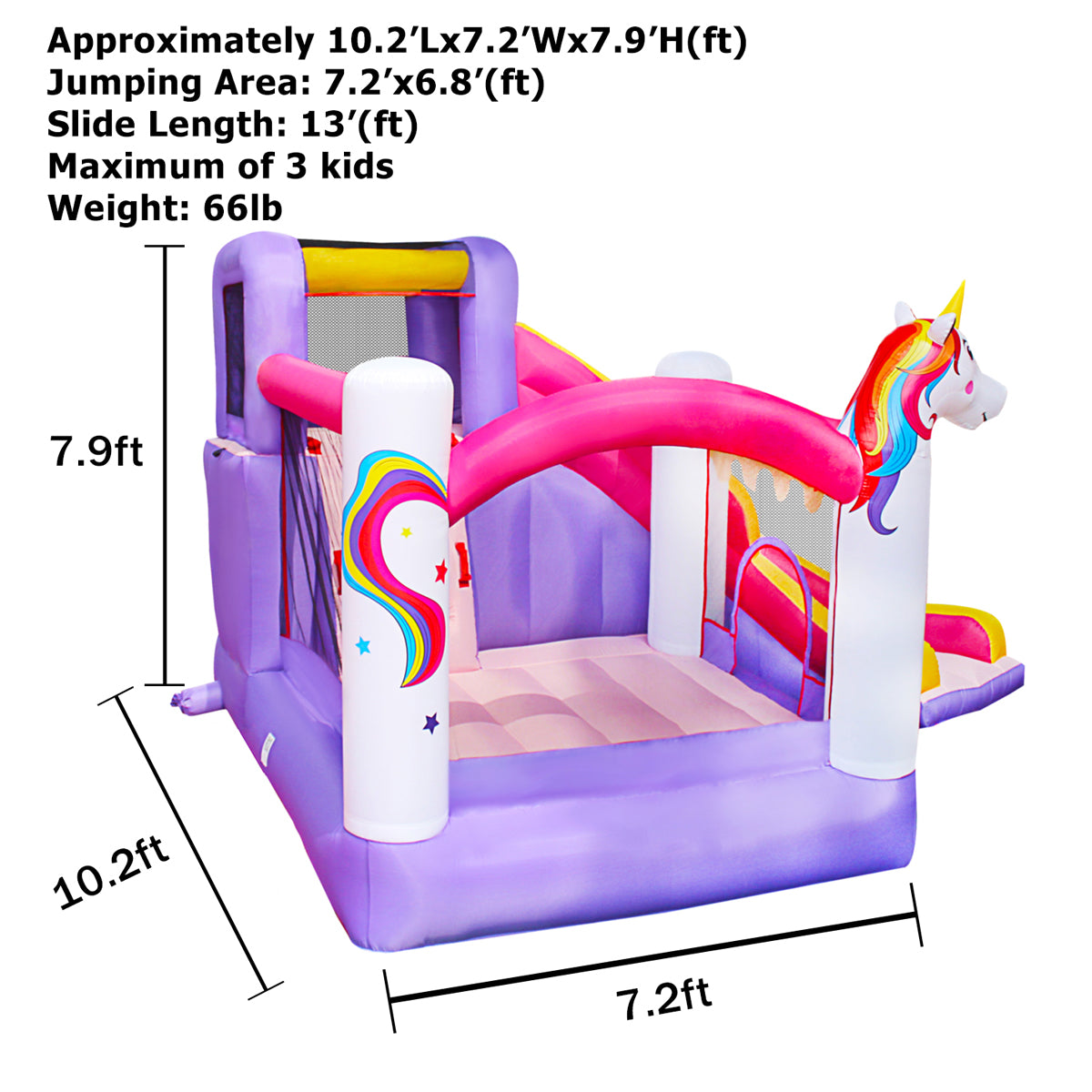 BESTPARTY Inflatable Unicorn Bounce House with Blower.