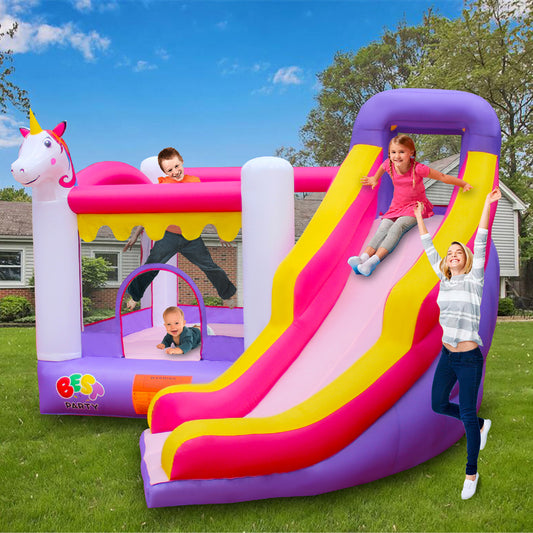 BESTPARTY Inflatable Unicorn Bounce House with Blower.
